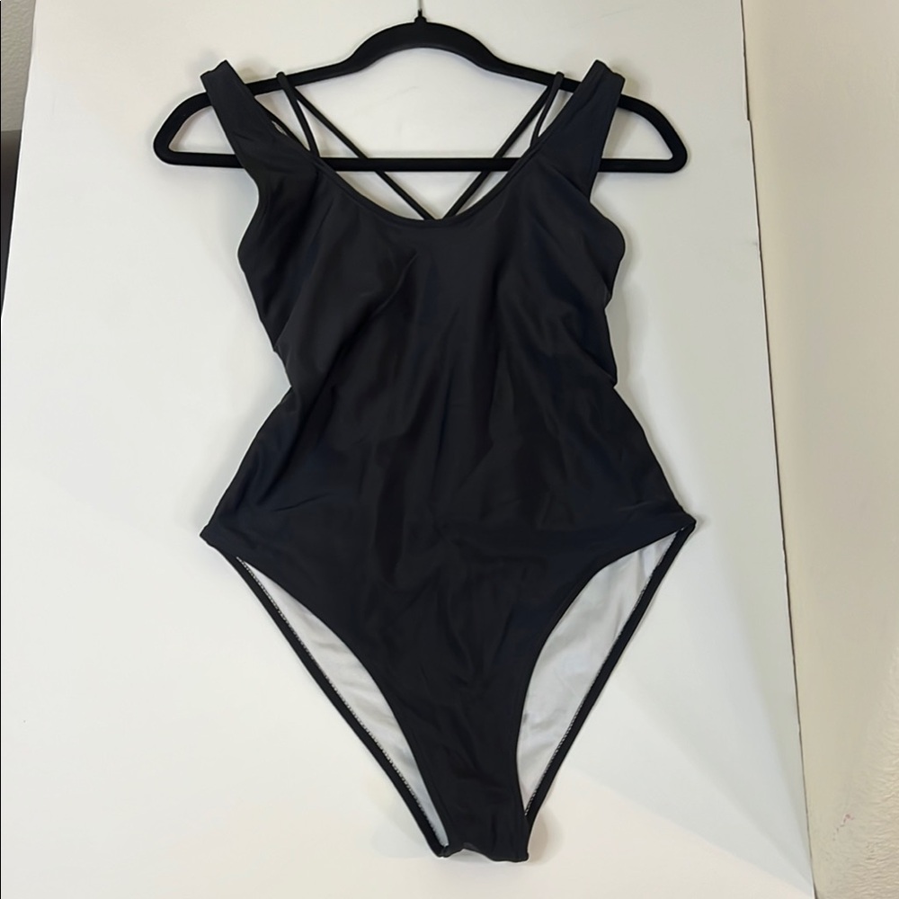 Black Bodysuit High-Cut V-Neck